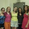 Backstage at Atlantic Theater Company, Studio A. (L-R): Leanne Agmon, Olivia Carr, Kate Gustafson, Cynthia Silver (Director), Sarah Harper