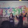 On set with co-star Melina Chadbourne